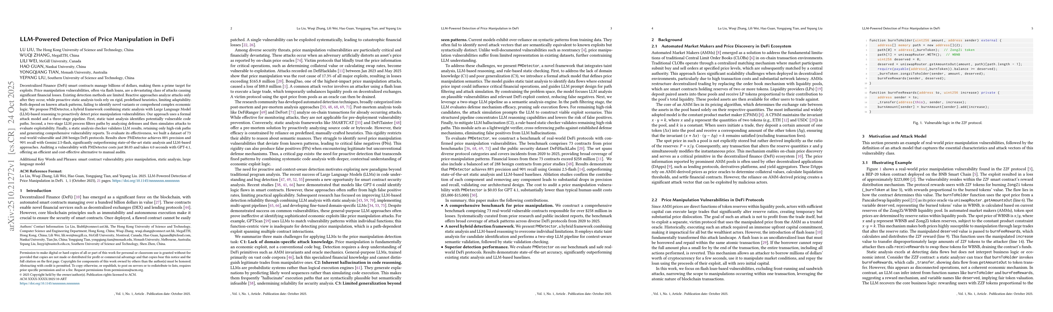 Thumbnail for LLM-Powered Detection of Price Manipulation in DeFi