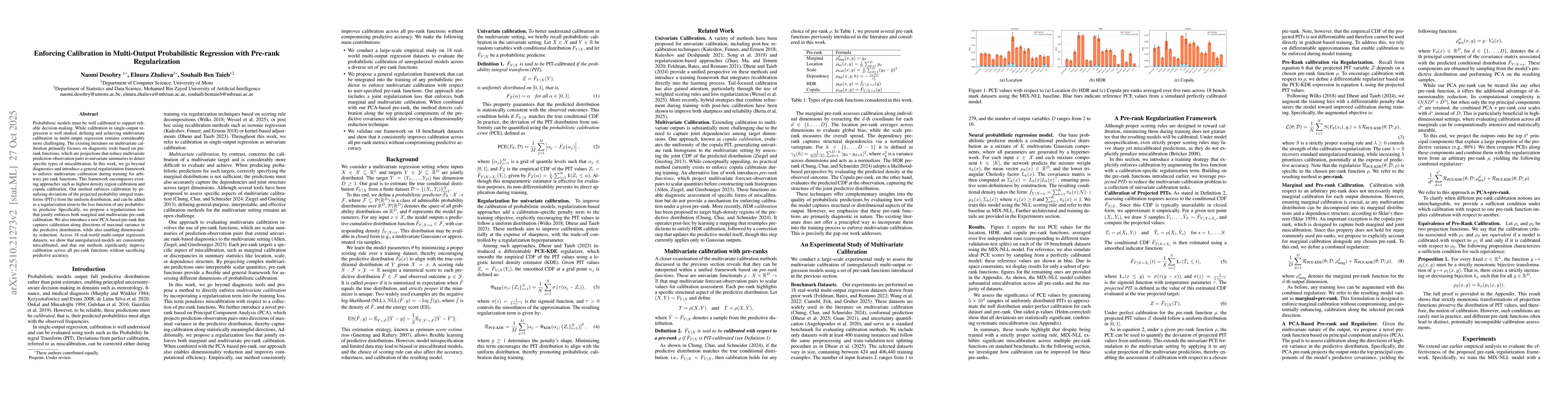 Thumbnail for Enforcing Calibration in Multi-Output Probabilistic Regression with
  Pre-rank Regularization