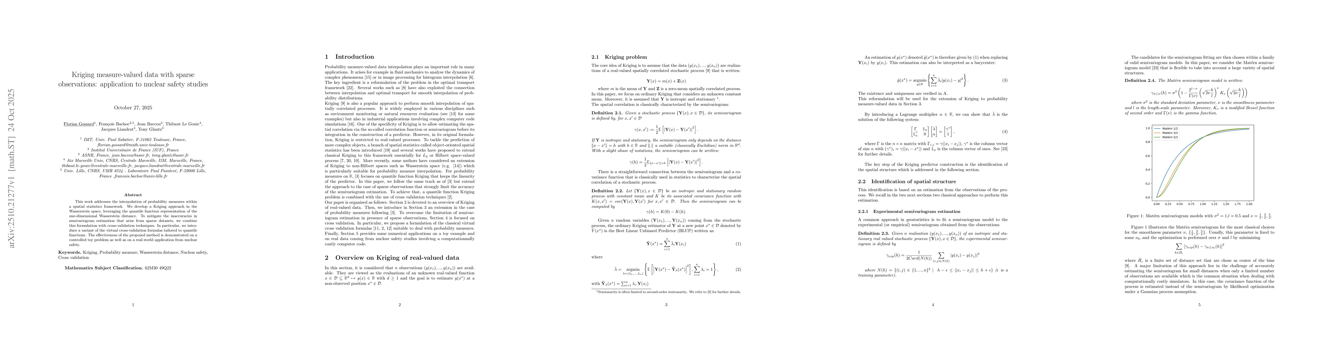 Thumbnail for Kriging measure-valued data with sparse observations: application to
  nuclear safety studies