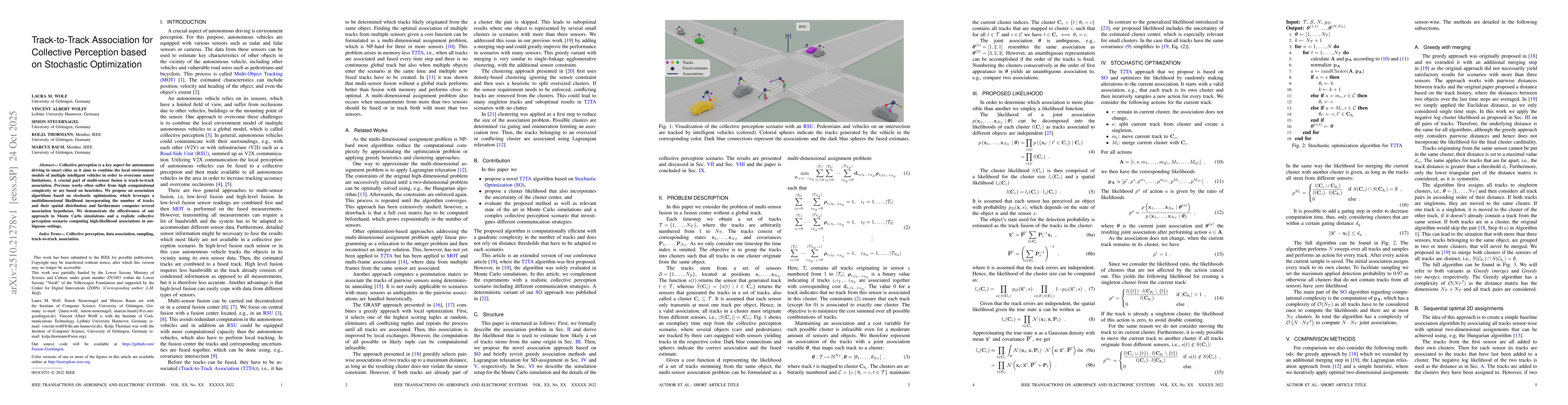 Thumbnail for Track-to-Track Association for Collective Perception based on Stochastic
  Optimization