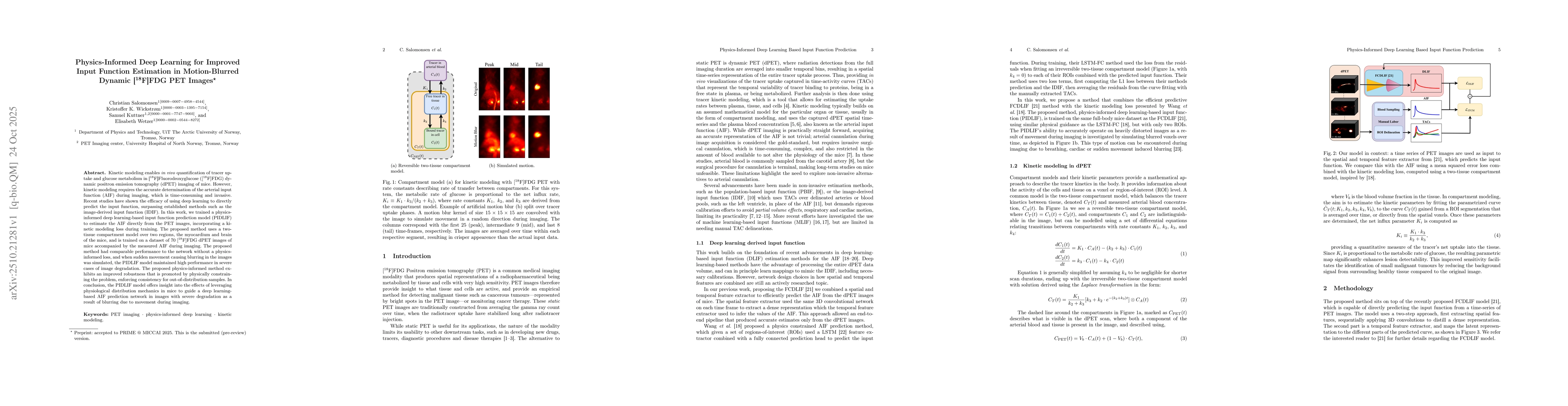 Thumbnail for Physics-Informed Deep Learning for Improved Input Function Estimation in
  Motion-Blurred Dynamic [${}^{18}$F]FDG PET Images