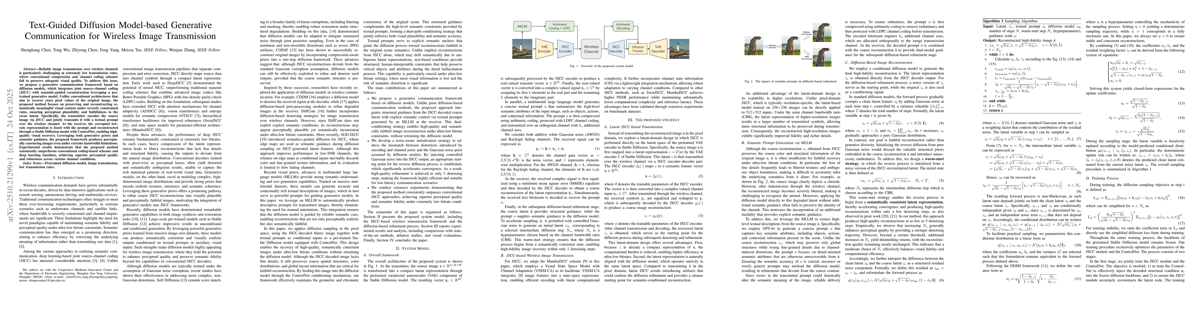 Thumbnail for Text-Guided Diffusion Model-based Generative Communication for Wireless
  Image Transmission