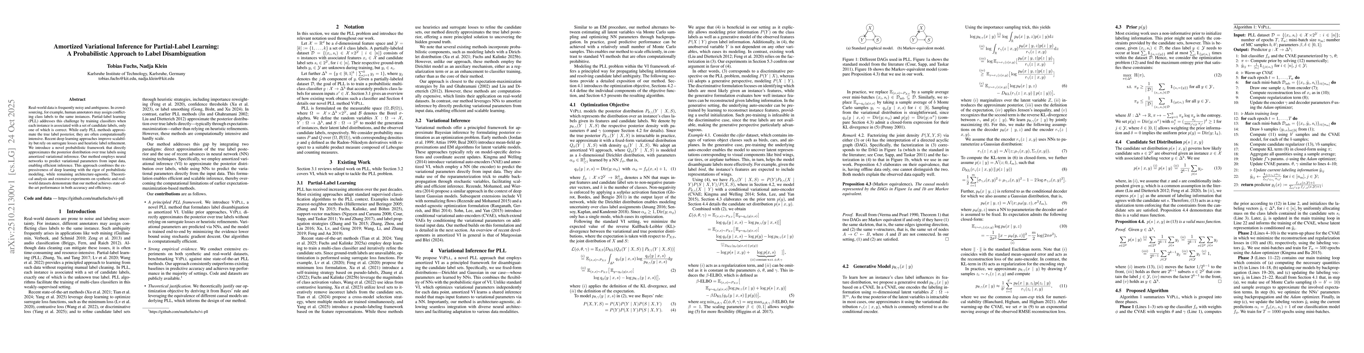 Thumbnail for Amortized Variational Inference for Partial-Label Learning: A
  Probabilistic Approach to Label Disambiguation