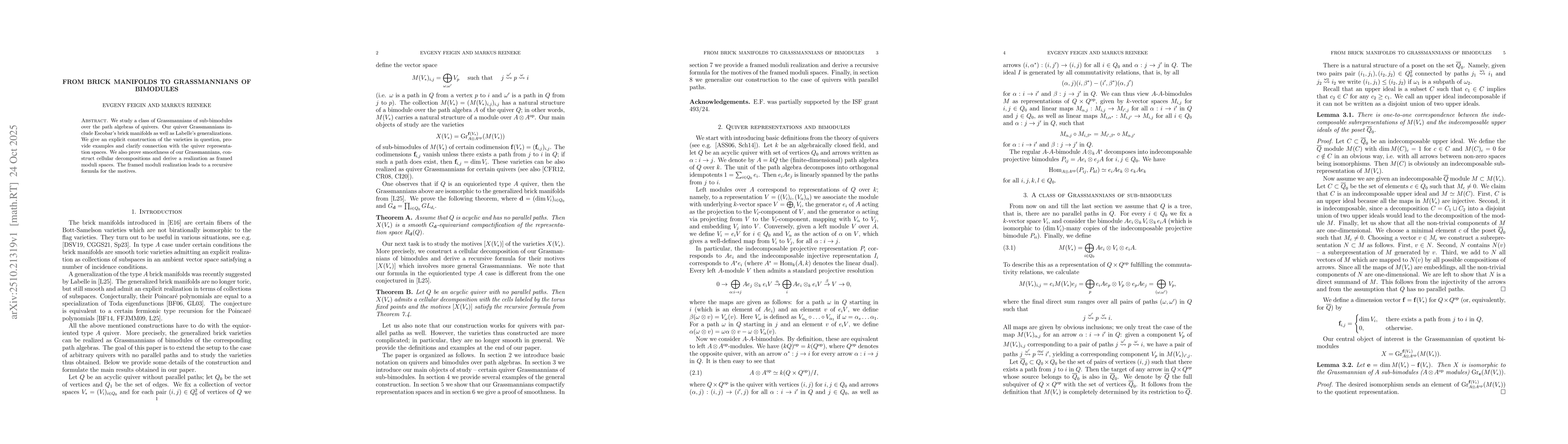 Thumbnail for From brick manifolds to Grassmannians of bimodules