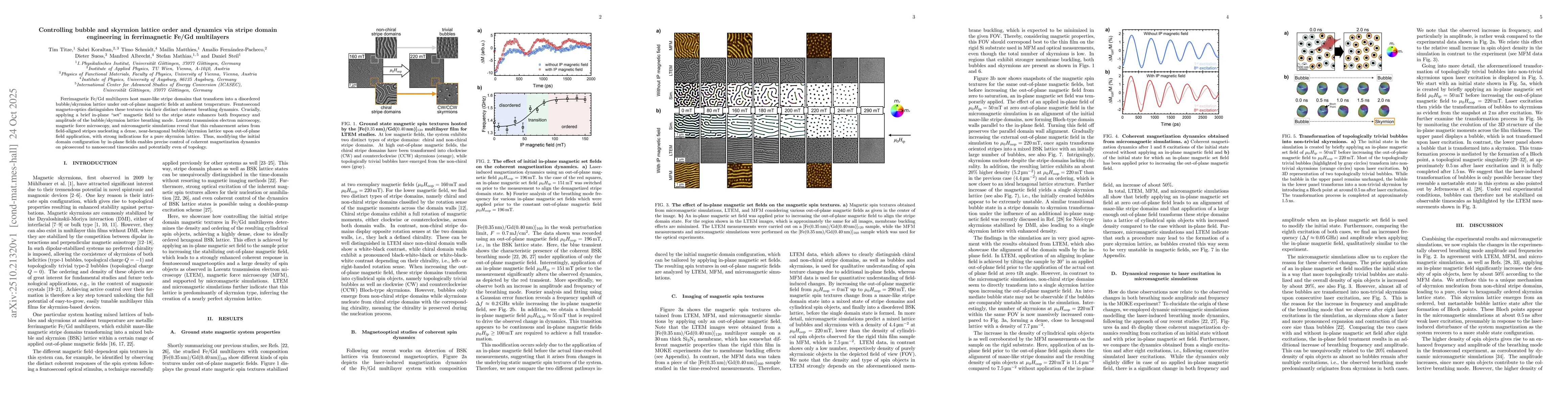 Thumbnail for Controlling bubble and skyrmion lattice order and dynamics via stripe
  domain engineering in ferrimagnetic Fe/Gd multilayers