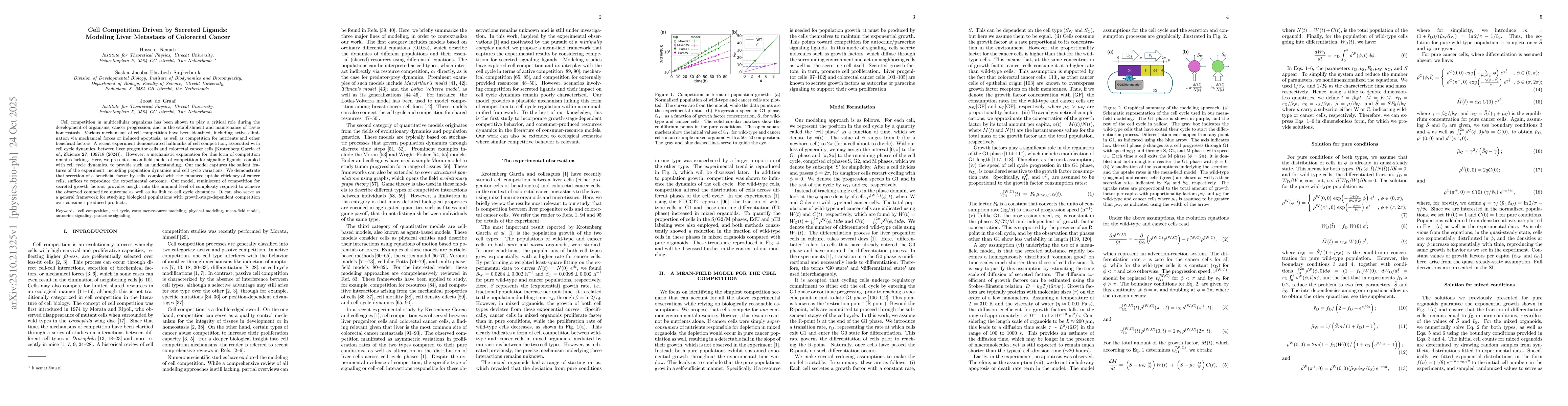Thumbnail for Cell Competition Driven by Secreted Ligands: Modeling Liver Metastasis
  of Colorectal Cancer
