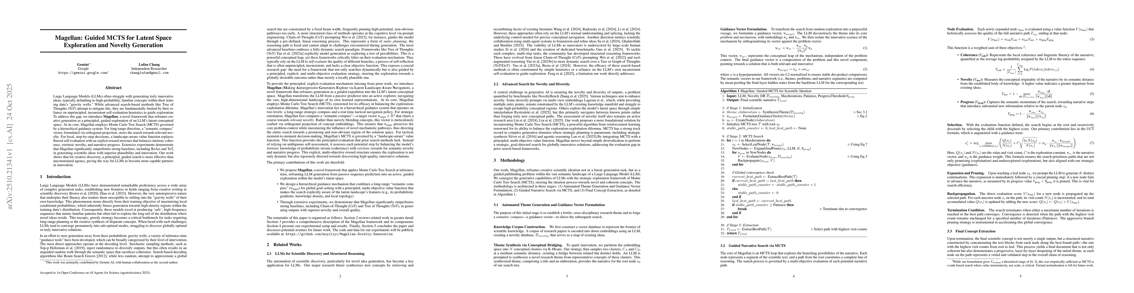 Thumbnail for Magellan: Guided MCTS for Latent Space Exploration and Novelty
  Generation