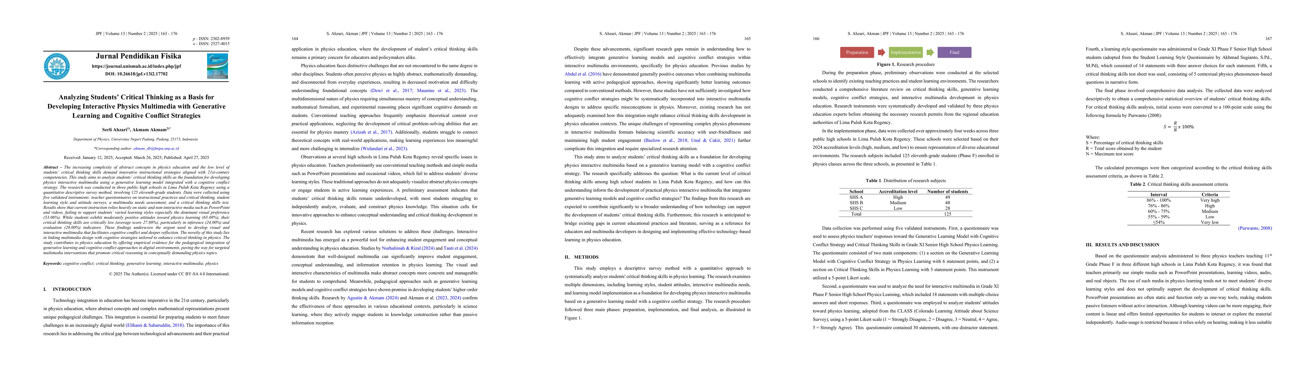 Thumbnail for Analyzing Students Critical Thinking as a Basis for Developing
  Interactive Physics Multimedia with Generative Learning and Cognitive
  Conflict Strategies