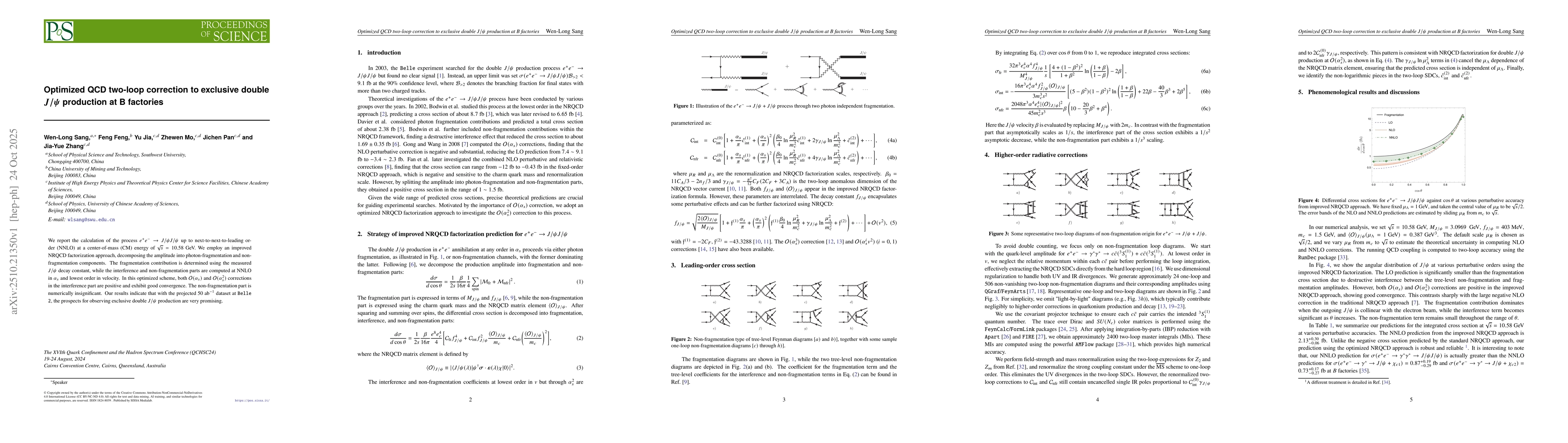 Thumbnail for Optimized QCD two-loop correction to exclusive double $J/ψ$
  production at B factories
