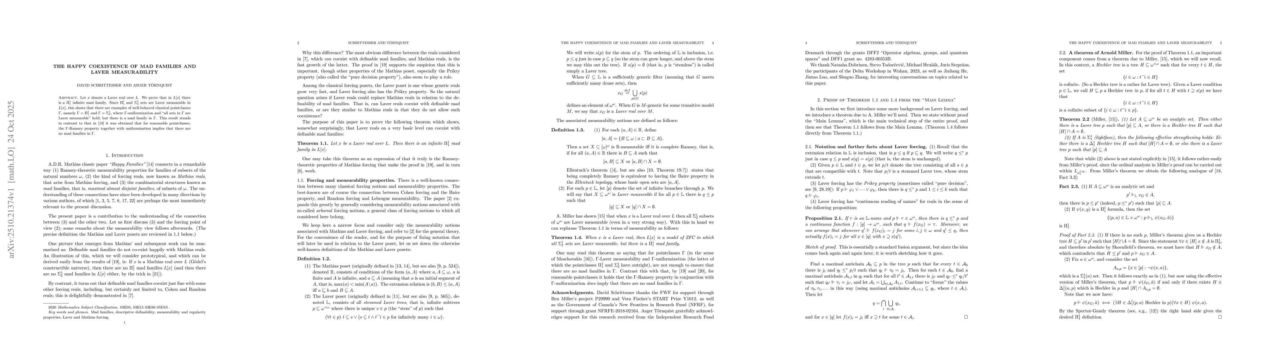 Thumbnail for The happy coexistence of mad families and Laver measurability