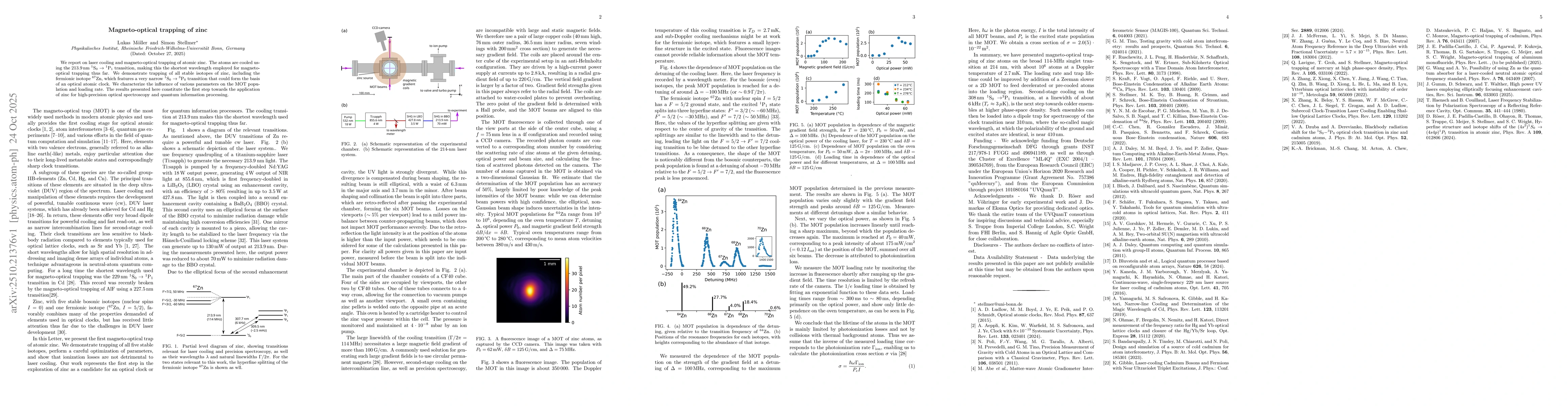 Thumbnail for Magneto-optical trapping of Zinc