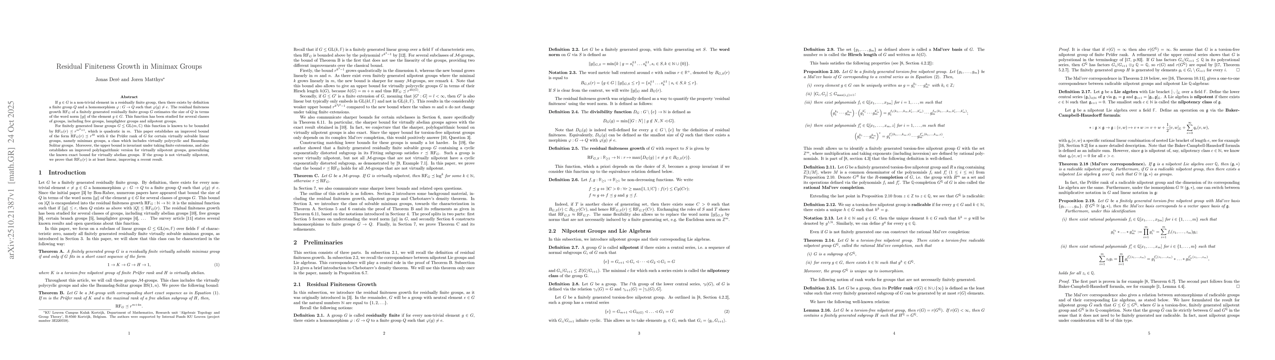 Thumbnail for Residual Finiteness Growth in Minimax Groups