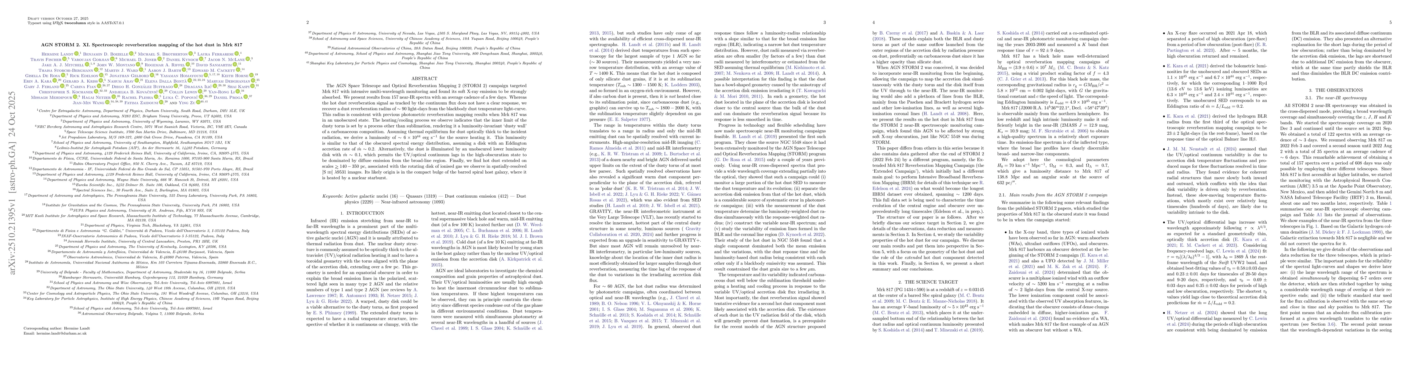 Thumbnail for AGN STORM 2. XI. Spectroscopic reverberation mapping of the hot dust in
  Mrk 817