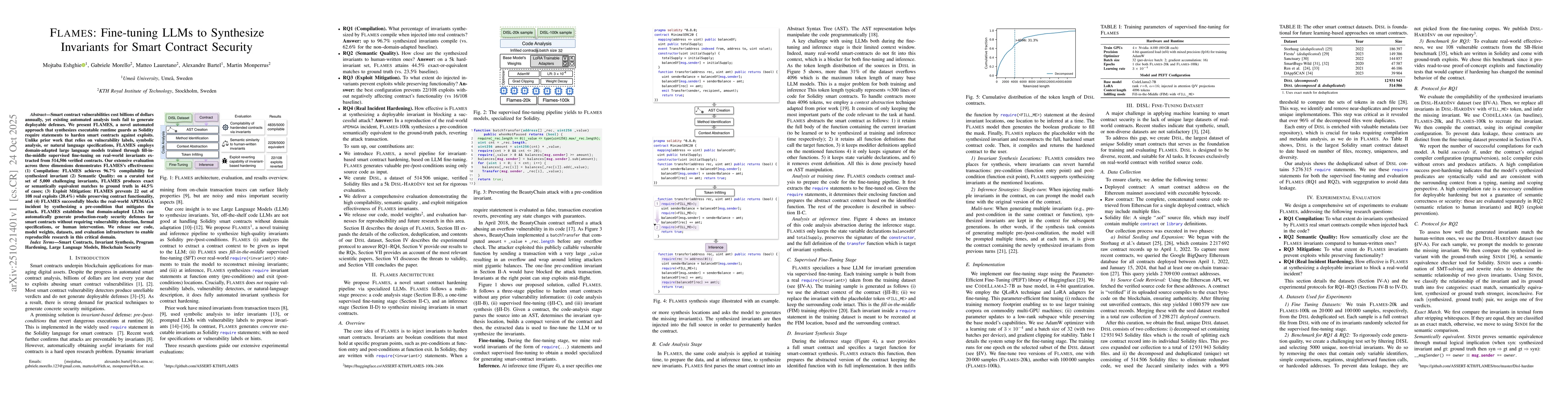 Thumbnail for FLAMES: Fine-tuning LLMs to Synthesize Invariants for Smart Contract
  Security