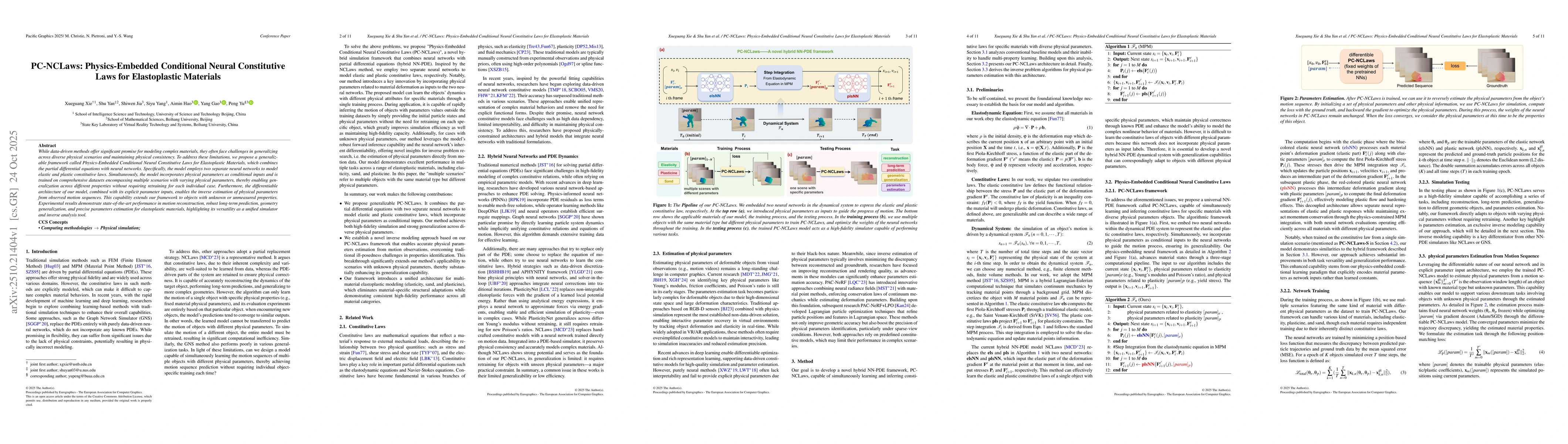 Thumbnail for PC-NCLaws: Physics-Embedded Conditional Neural Constitutive Laws for
  Elastoplastic Materials