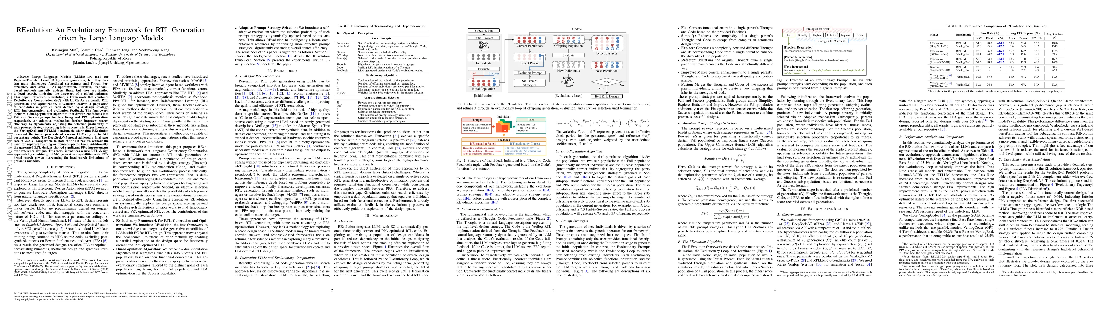 Thumbnail for REvolution: An Evolutionary Framework for RTL Generation driven by Large
  Language Models
