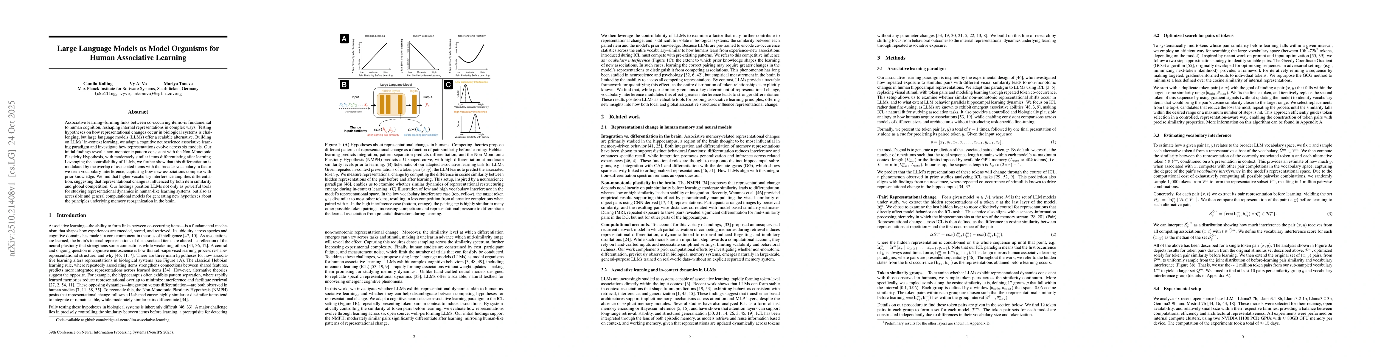 Thumbnail for Large Language Models as Model Organisms for Human Associative Learning