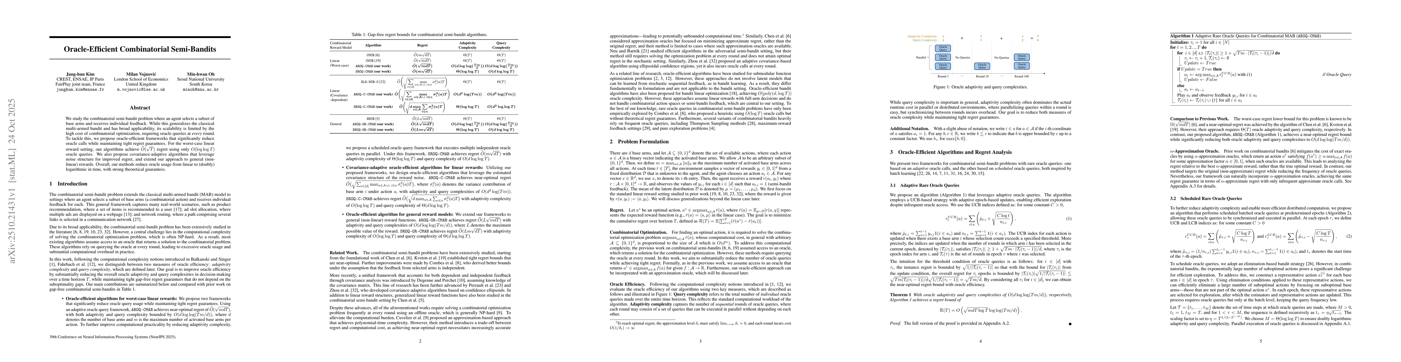 Thumbnail for Oracle-Efficient Combinatorial Semi-Bandits