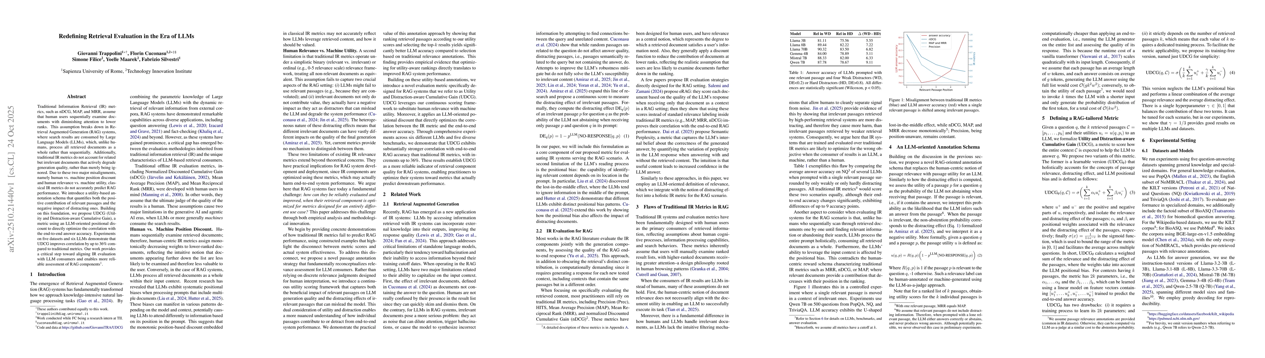 Thumbnail for Redefining Retrieval Evaluation in the Era of LLMs