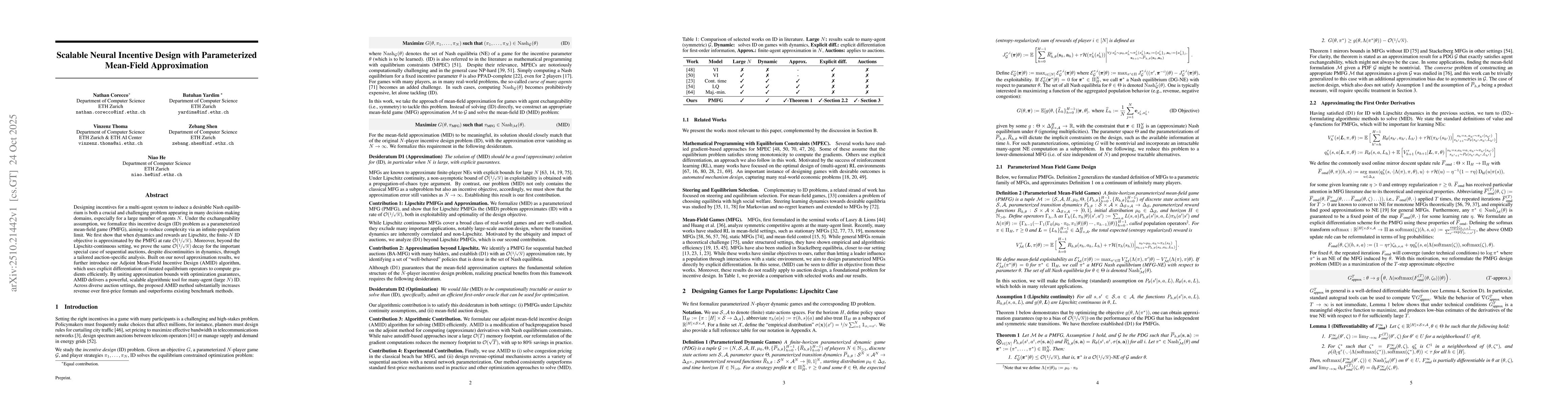 Thumbnail for Scalable Neural Incentive Design with Parameterized Mean-Field
  Approximation