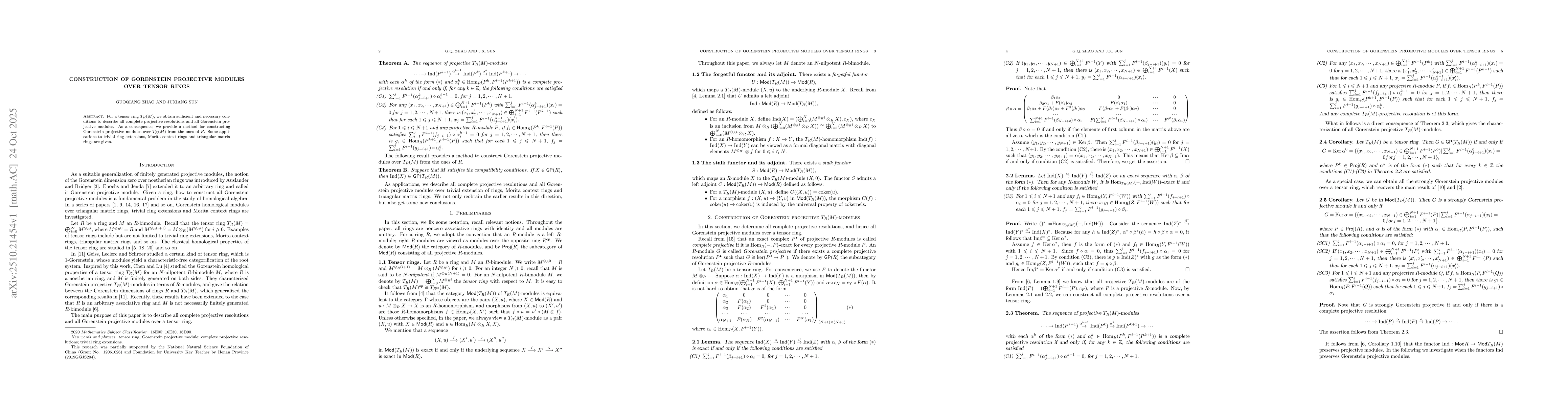 Thumbnail for Construction of Gorenstein projective modules over tensor rings