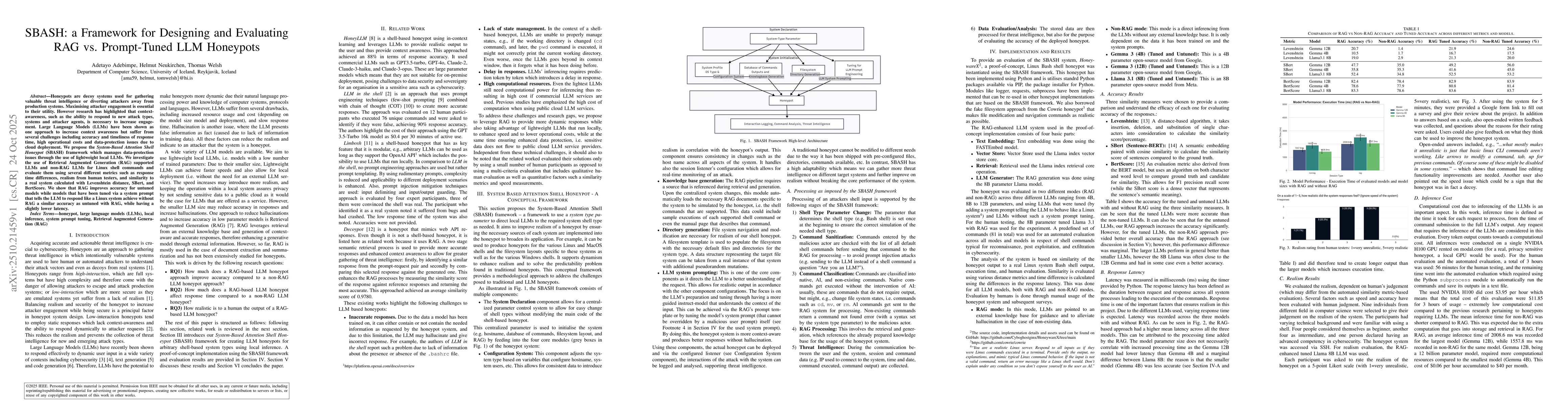 Thumbnail for SBASH: a Framework for Designing and Evaluating RAG vs. Prompt-Tuned LLM
  Honeypots