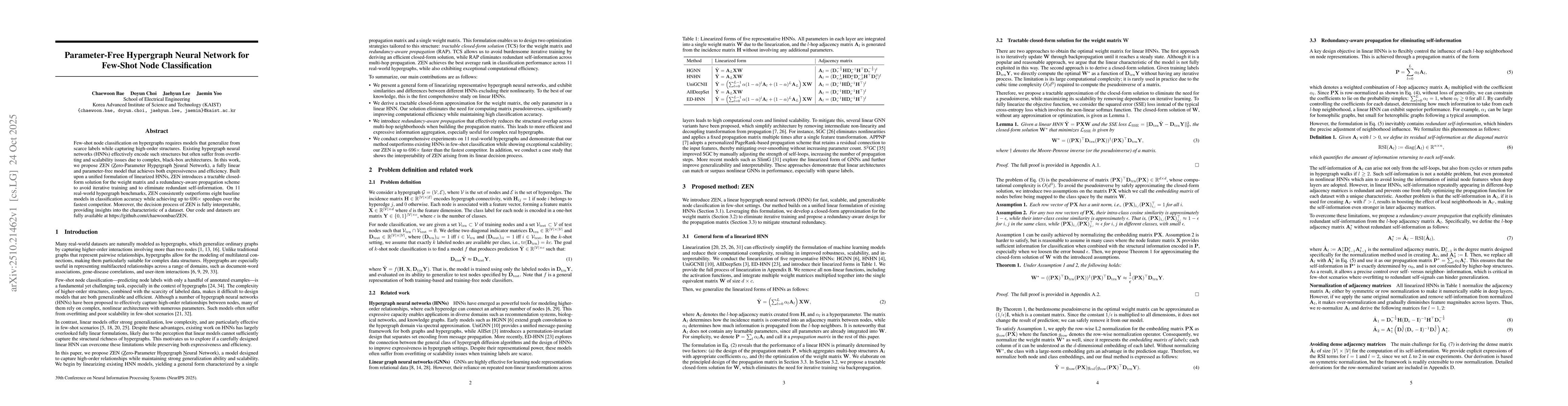 Thumbnail for Parameter-Free Hypergraph Neural Network for Few-Shot Node
  Classification
