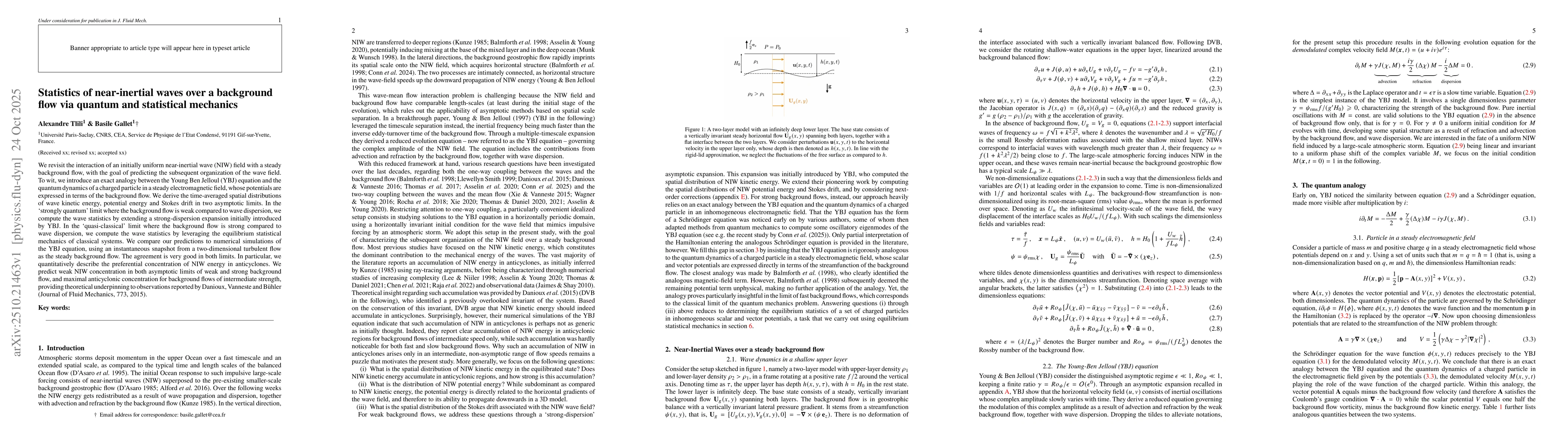 Thumbnail for Statistics of near-inertial waves over a background flow via quantum and
  statistical mechanics