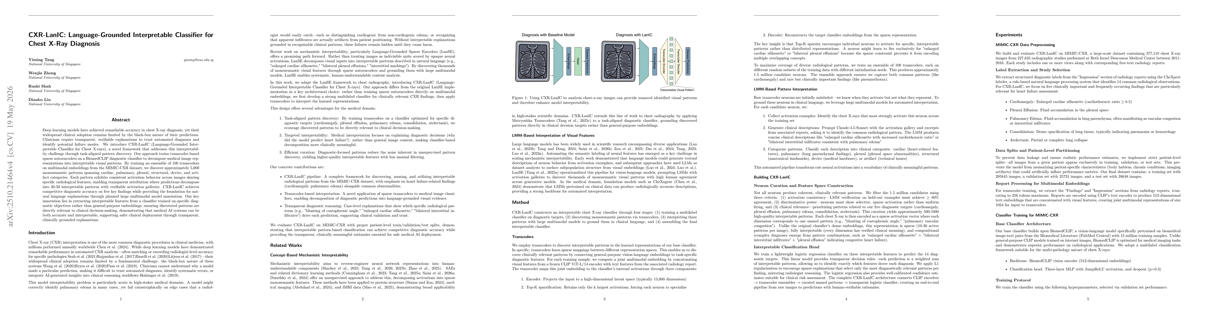 Thumbnail for CXR-LanIC: Language-Grounded Interpretable Classifier for Chest X-Ray Diagnosis