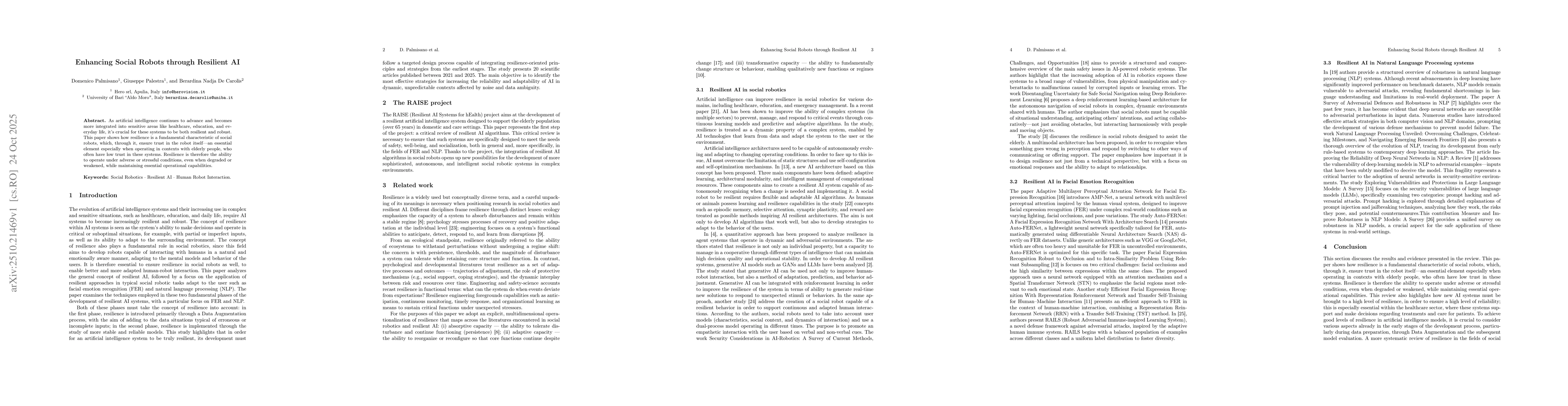 Thumbnail for Enhancing Social Robots through Resilient AI