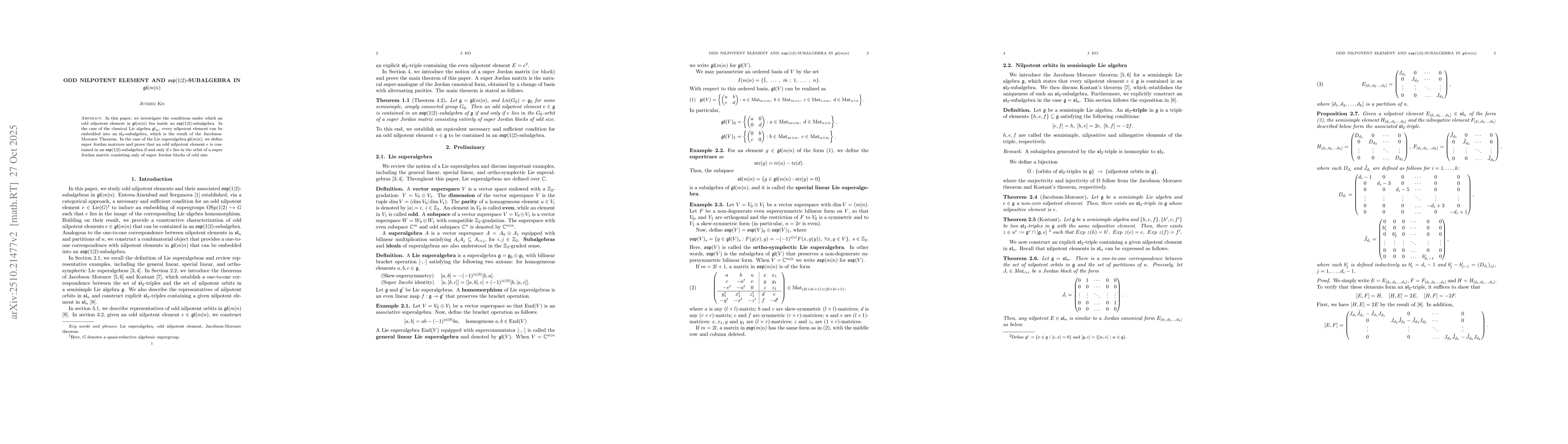 Thumbnail for Odd nilpotent element and $\mathfrak{osp}(1|2)$-subalgebra in
  $\mathfrak{gl}(m|n)$