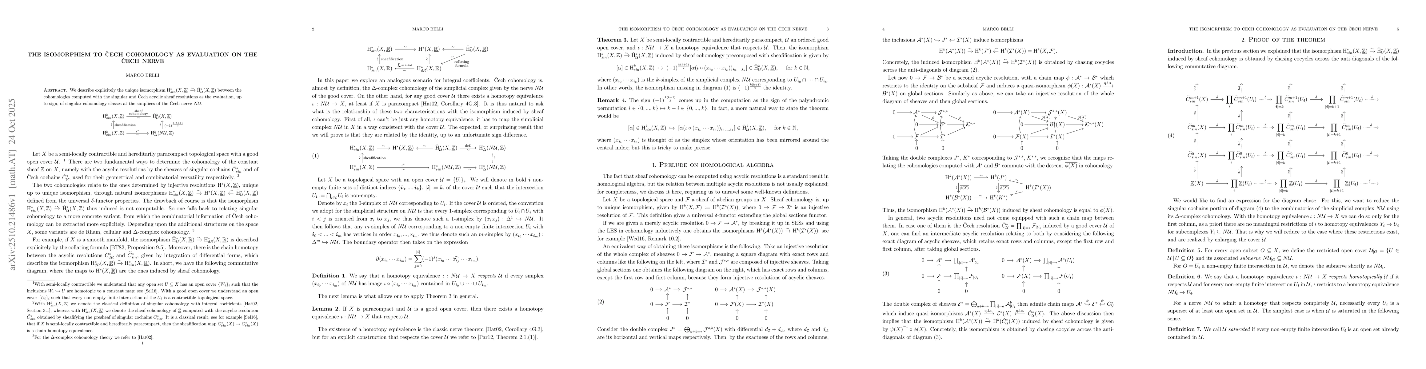 Thumbnail for The isomorphism to Čech cohomology as evaluation on the Čech
  nerve
