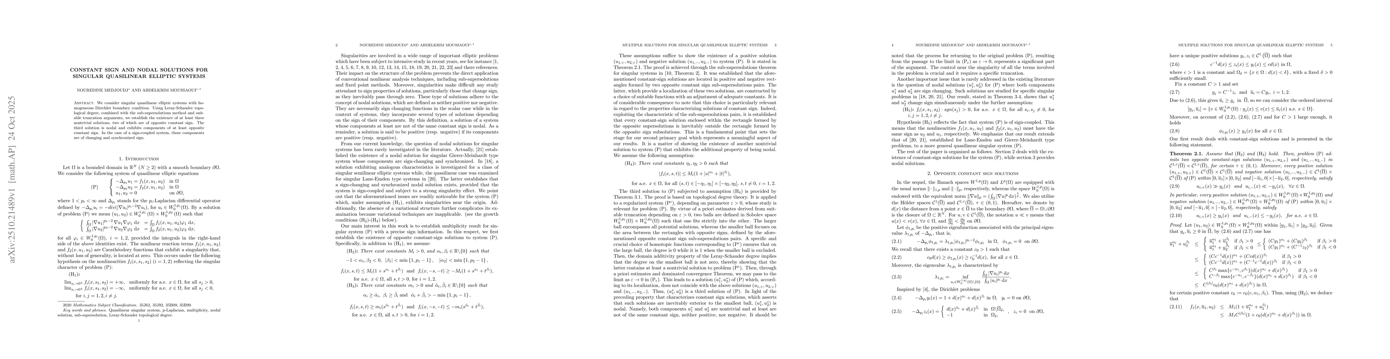 Thumbnail for Constant sign and nodal solutions for singular quasilinear elliptic
  systems