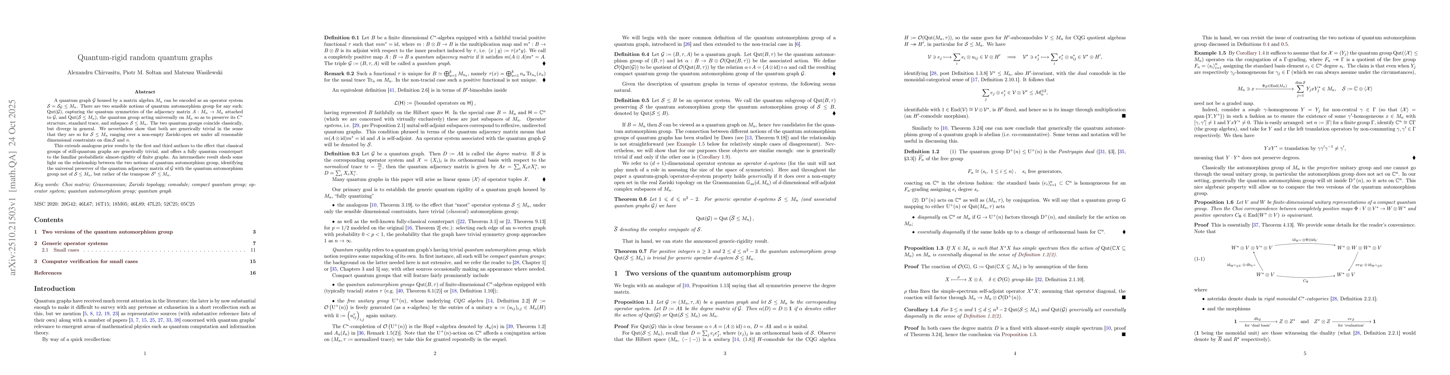 Thumbnail for Quantum-rigid random quantum graphs