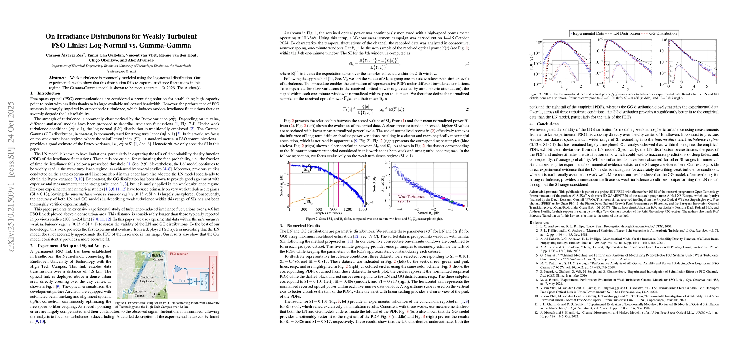 Thumbnail for On Irradiance Distributions for Weakly Turbulent FSO Links: Log-Normal
  vs. Gamma-Gamma