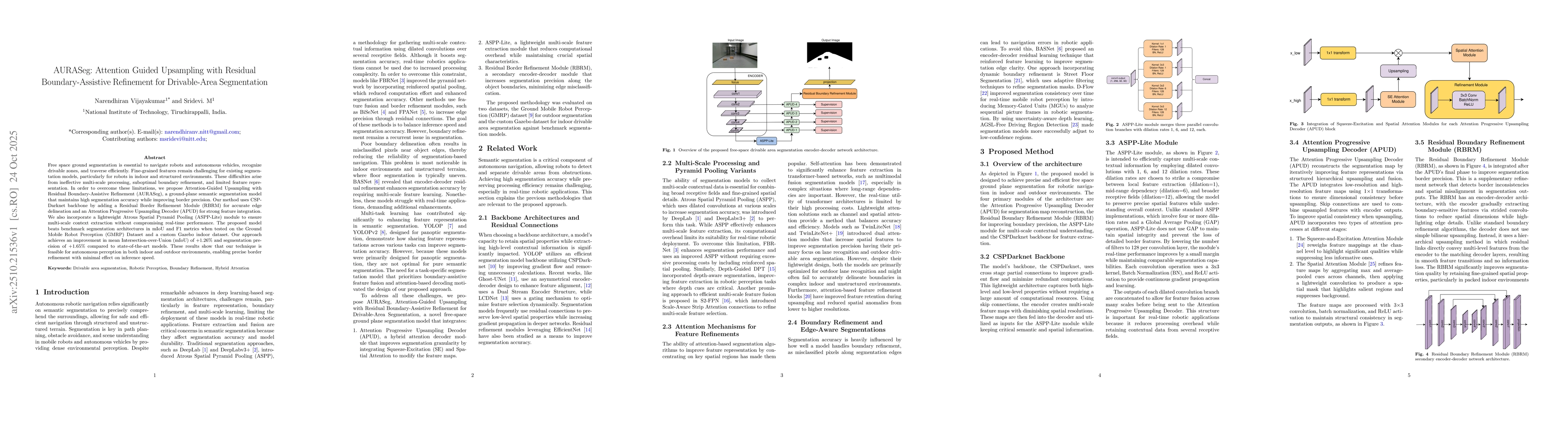Thumbnail for AURASeg: Attention Guided Upsampling with Residual Boundary-Assistive
  Refinement for Drivable-Area Segmentation