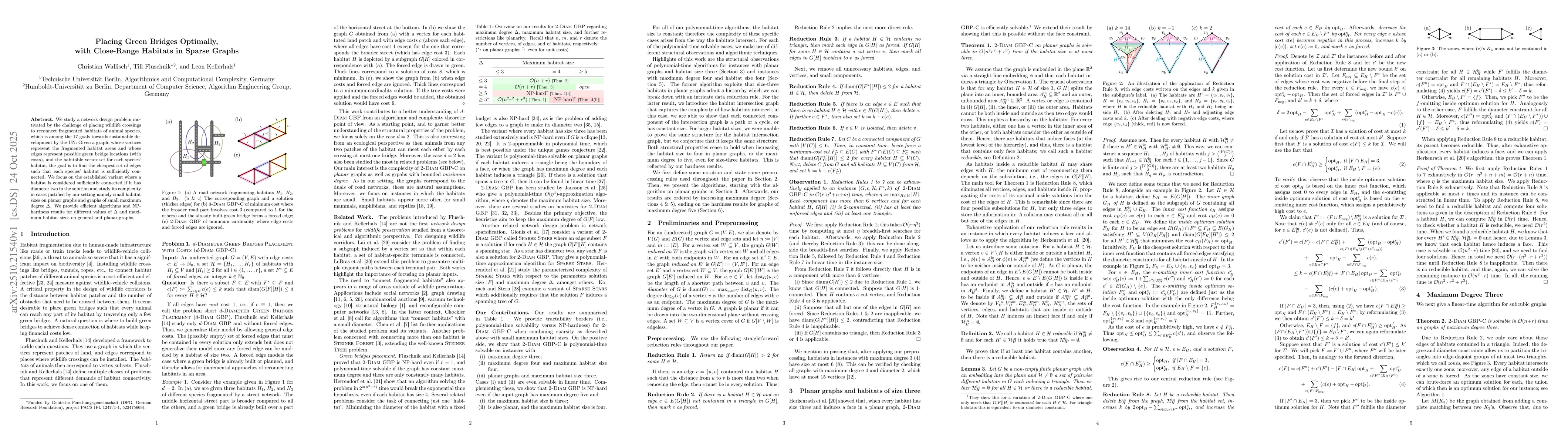 Thumbnail for Placing Green Bridges Optimally, with Close-Range Habitats in Sparse
  Graphs