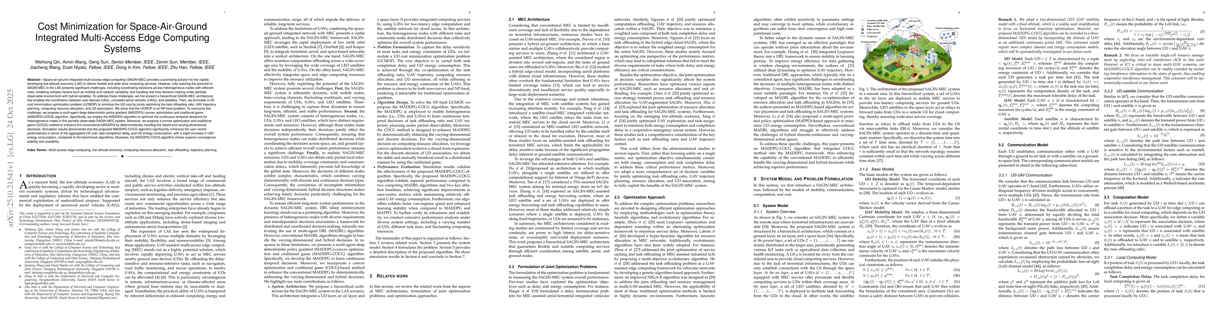 Thumbnail for Cost Minimization for Space-Air-Ground Integrated Multi-Access Edge
  Computing Systems