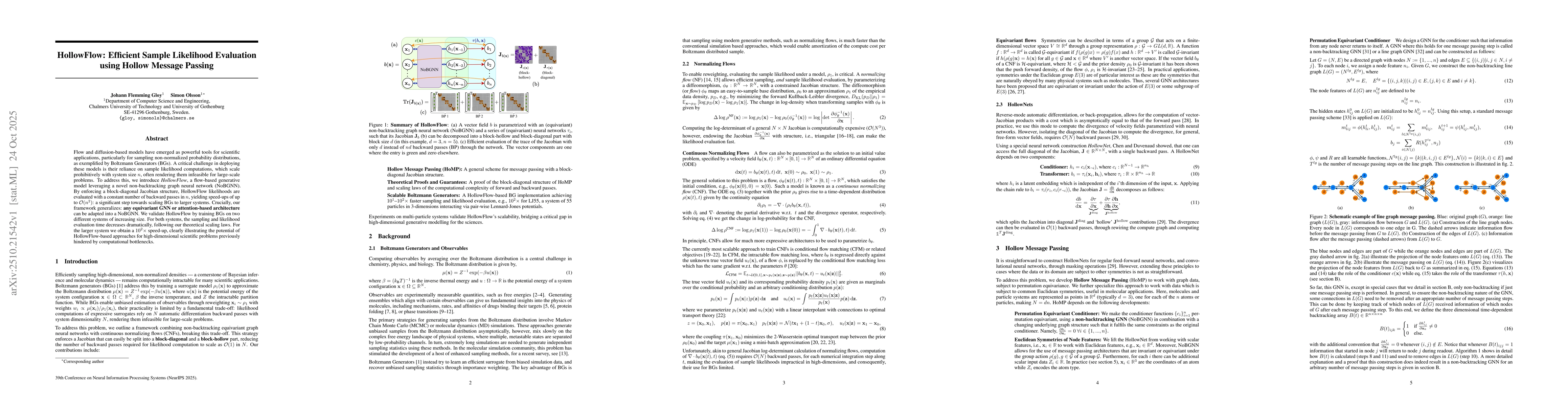 Thumbnail for HollowFlow: Efficient Sample Likelihood Evaluation using Hollow Message
  Passing