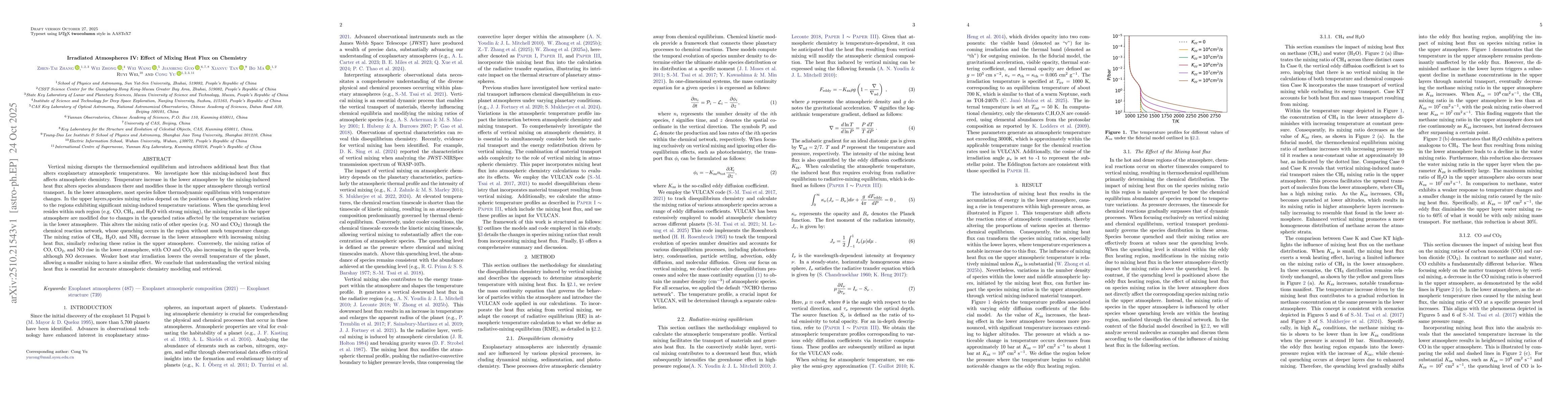 Thumbnail for Irradiated Atmospheres IV: Effect of Mixing Heat Flux on Chemistry