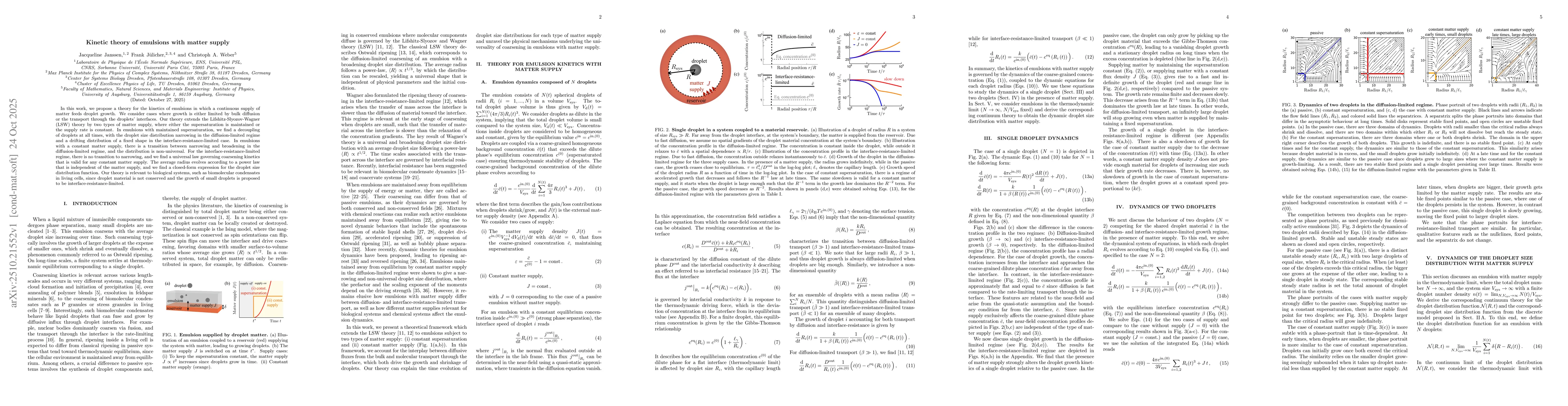 Thumbnail for Kinetic theory of emulsions with matter supply