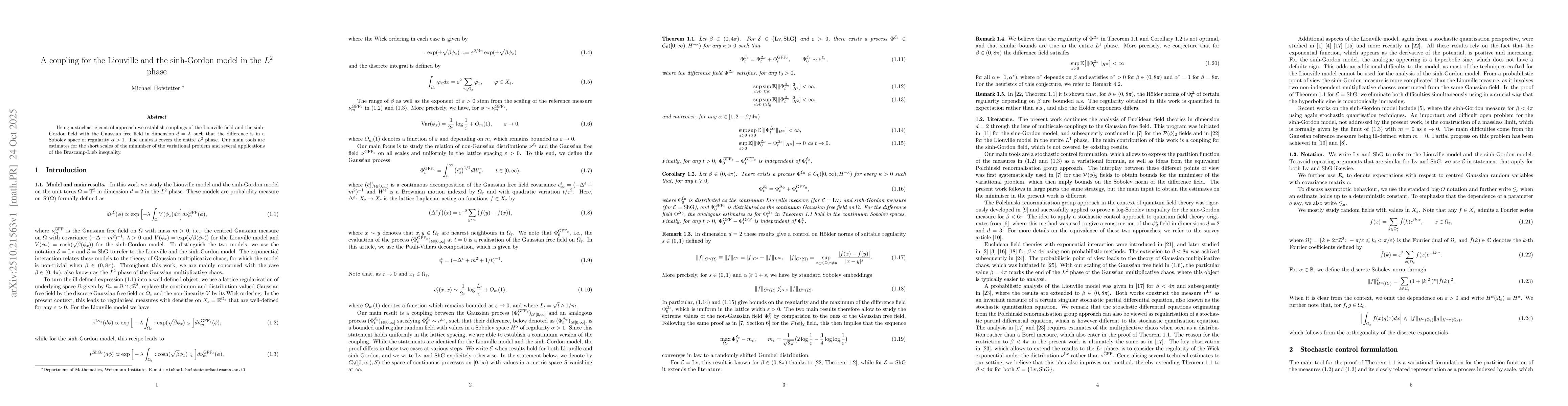 Thumbnail for A coupling for the Liouville and the sinh-Gordon model in the $L^2$
  phase