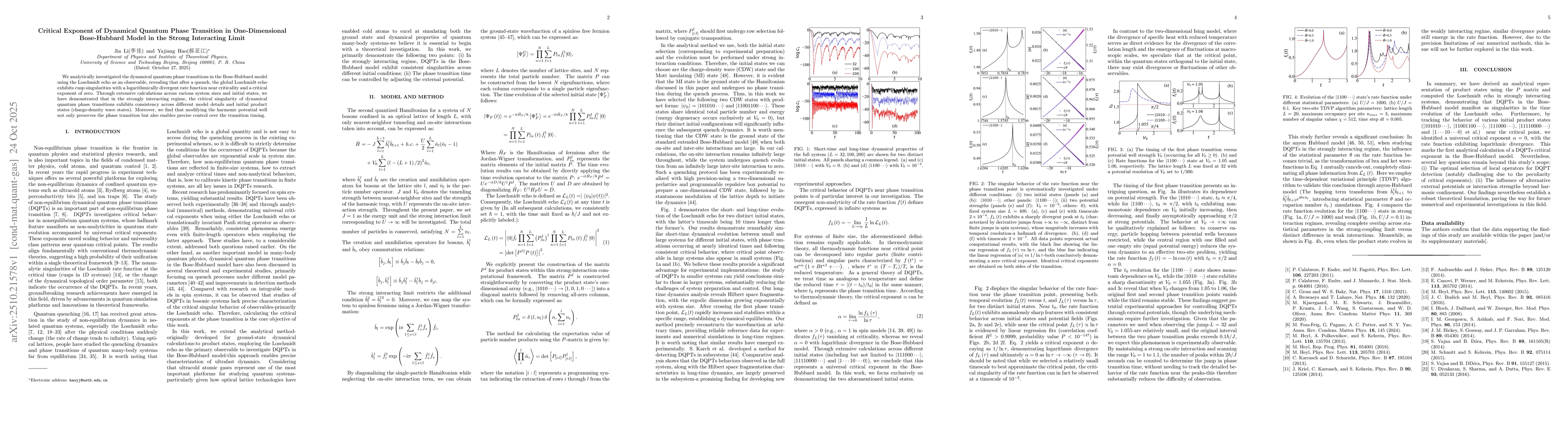 Thumbnail for Critical Exponent of Dynamical Quantum Phase Transition in
  One-Dimensional Bose-Hubbard Model in the Strong Interacting Limit