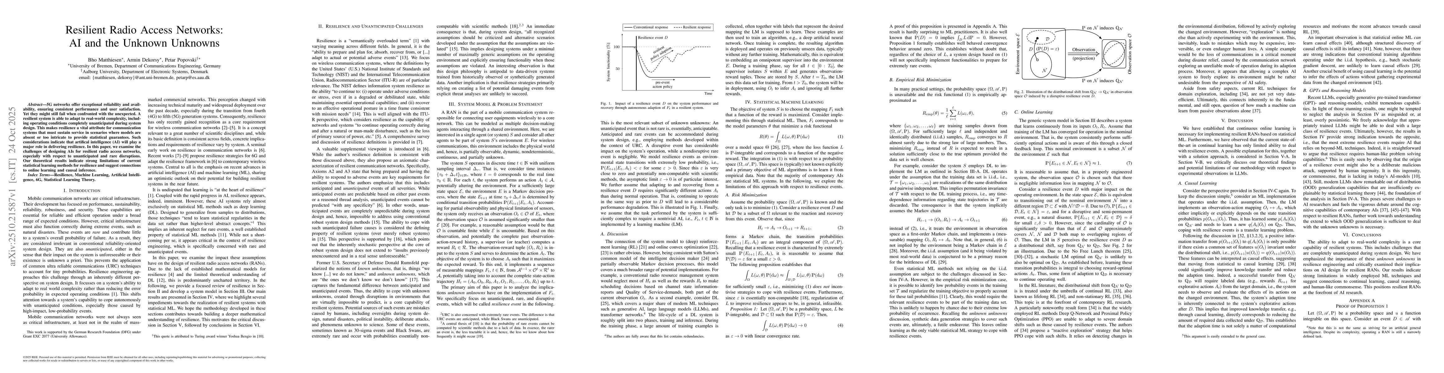 Thumbnail for Resilient Radio Access Networks: AI and the Unknown Unknowns