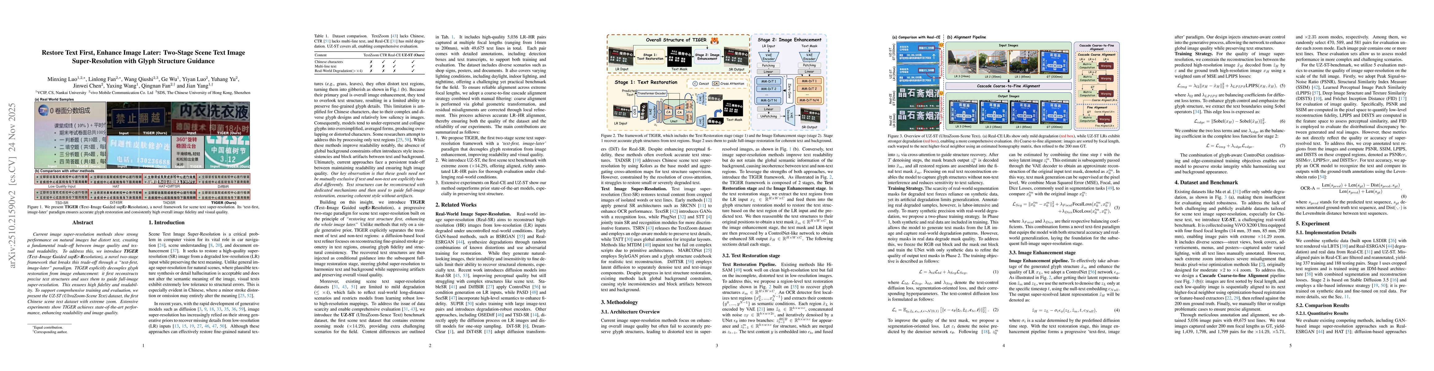 Thumbnail for Restore Text First, Enhance Image Later: Two-Stage Scene Text Image Super-Resolution with Glyph Structure Guidance
