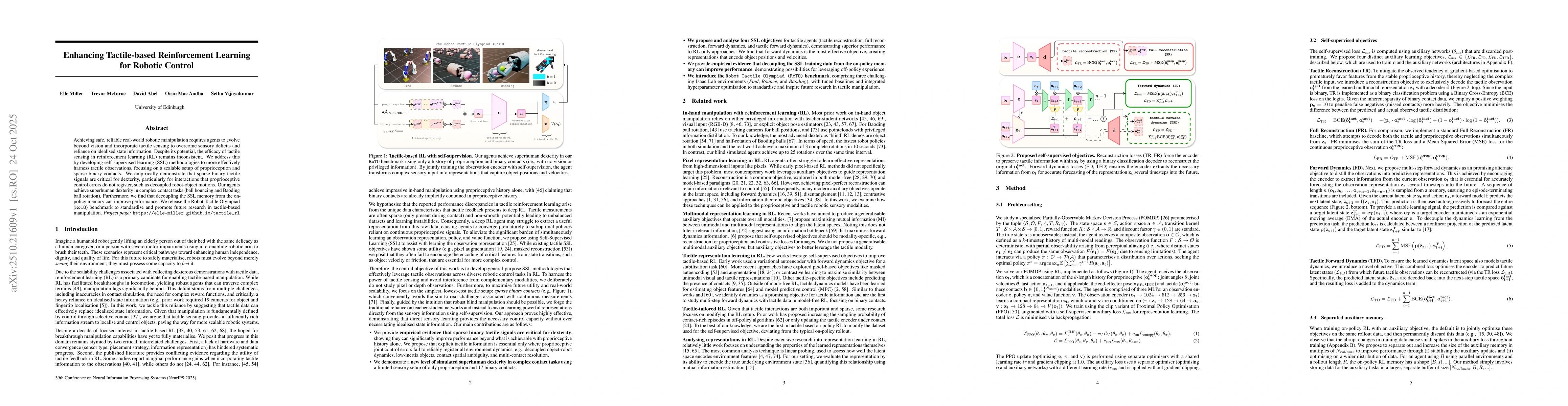 Thumbnail for Enhancing Tactile-based Reinforcement Learning for Robotic Control