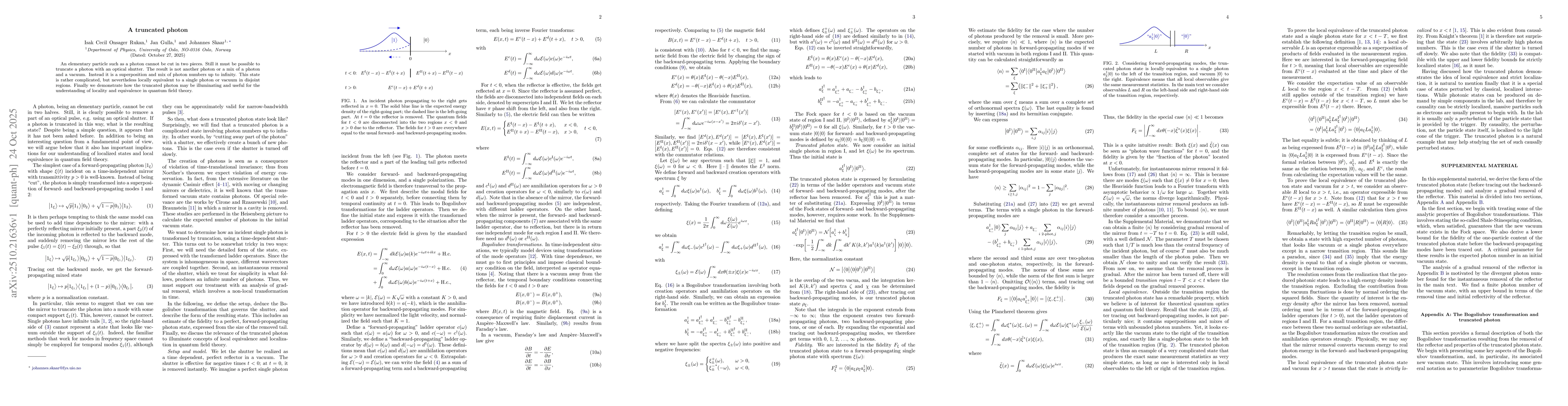 Thumbnail for A truncated photon