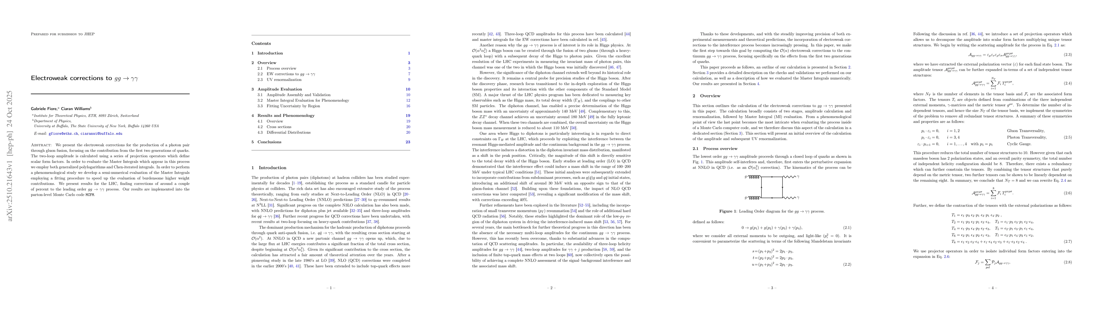 Thumbnail for Electroweak corrections to $gg\rightarrow γγ$