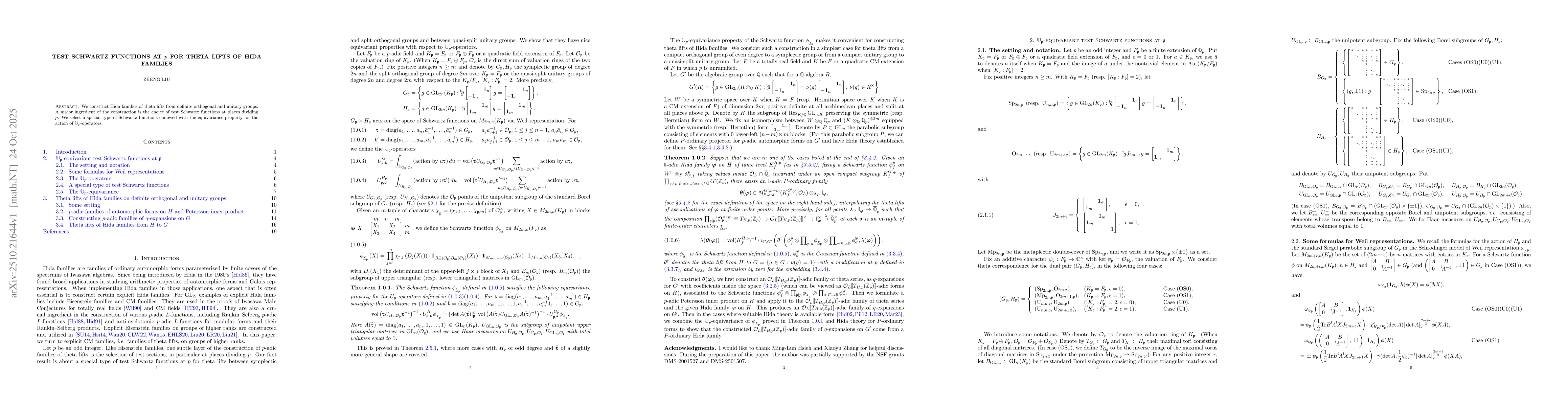 Thumbnail for Test Schwartz functions at $p$ for theta lifts of Hida families