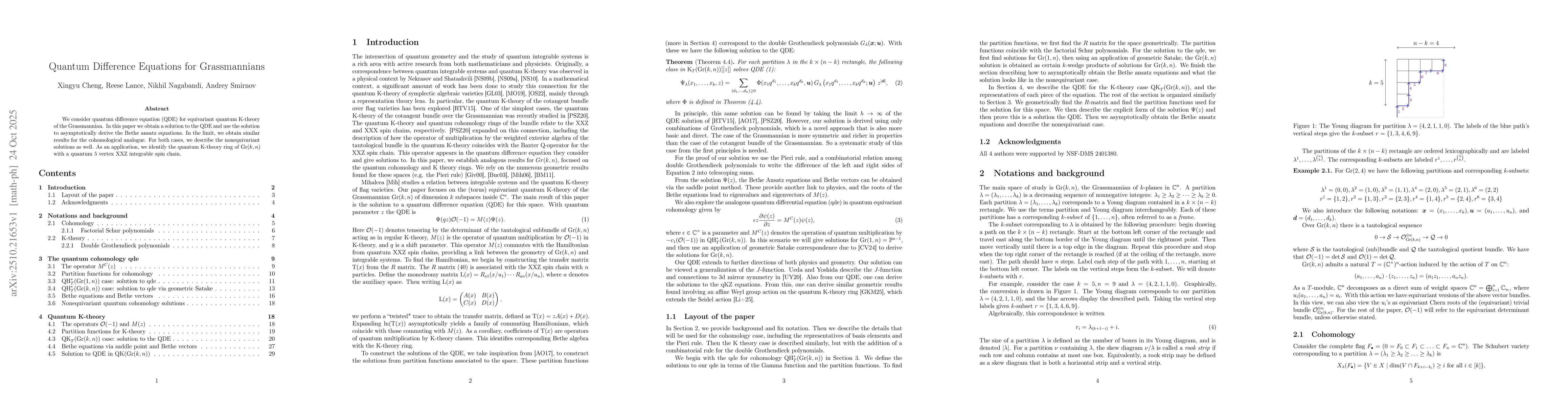 Thumbnail for Quantum Difference Equations for Grassmannians